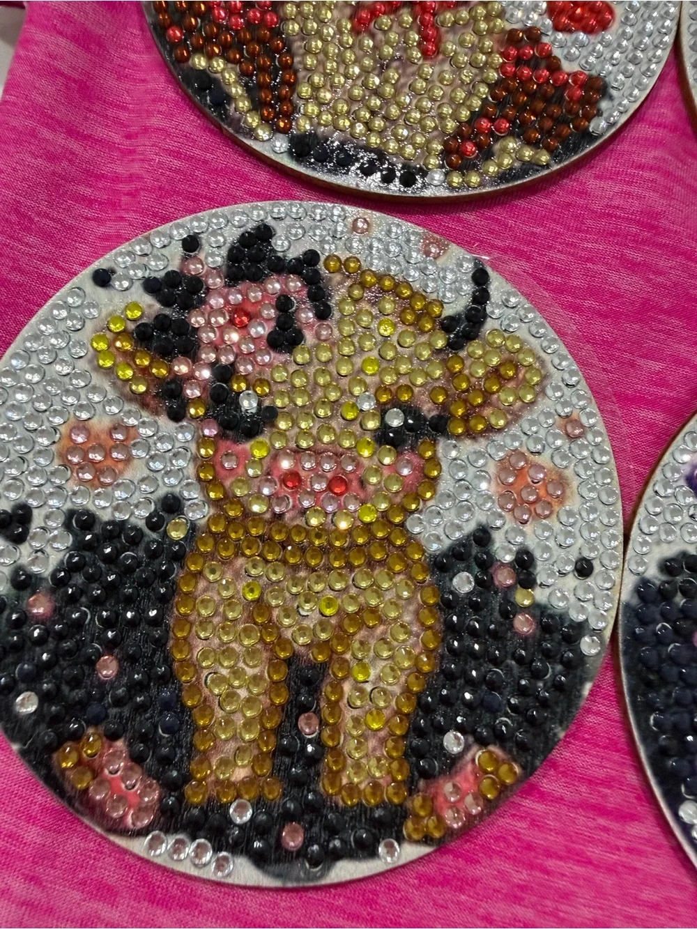 Rhinestone Puppy Decorative Serving Trivet - Pink Handmade coasters